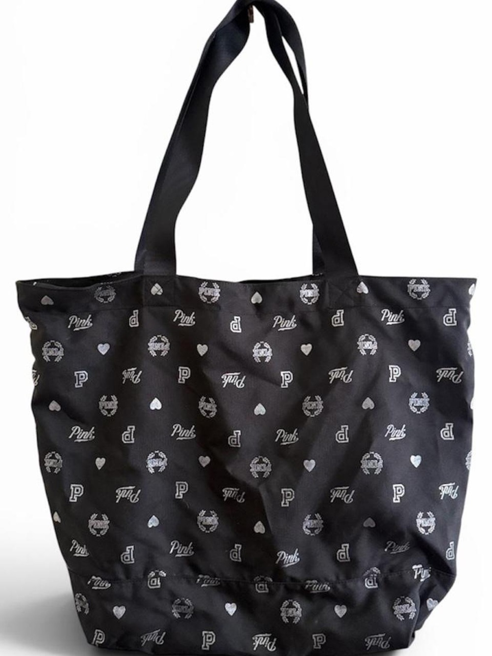 VS PINK Large Tote Bag Black Logo Heart Print - Picture 2 of 13